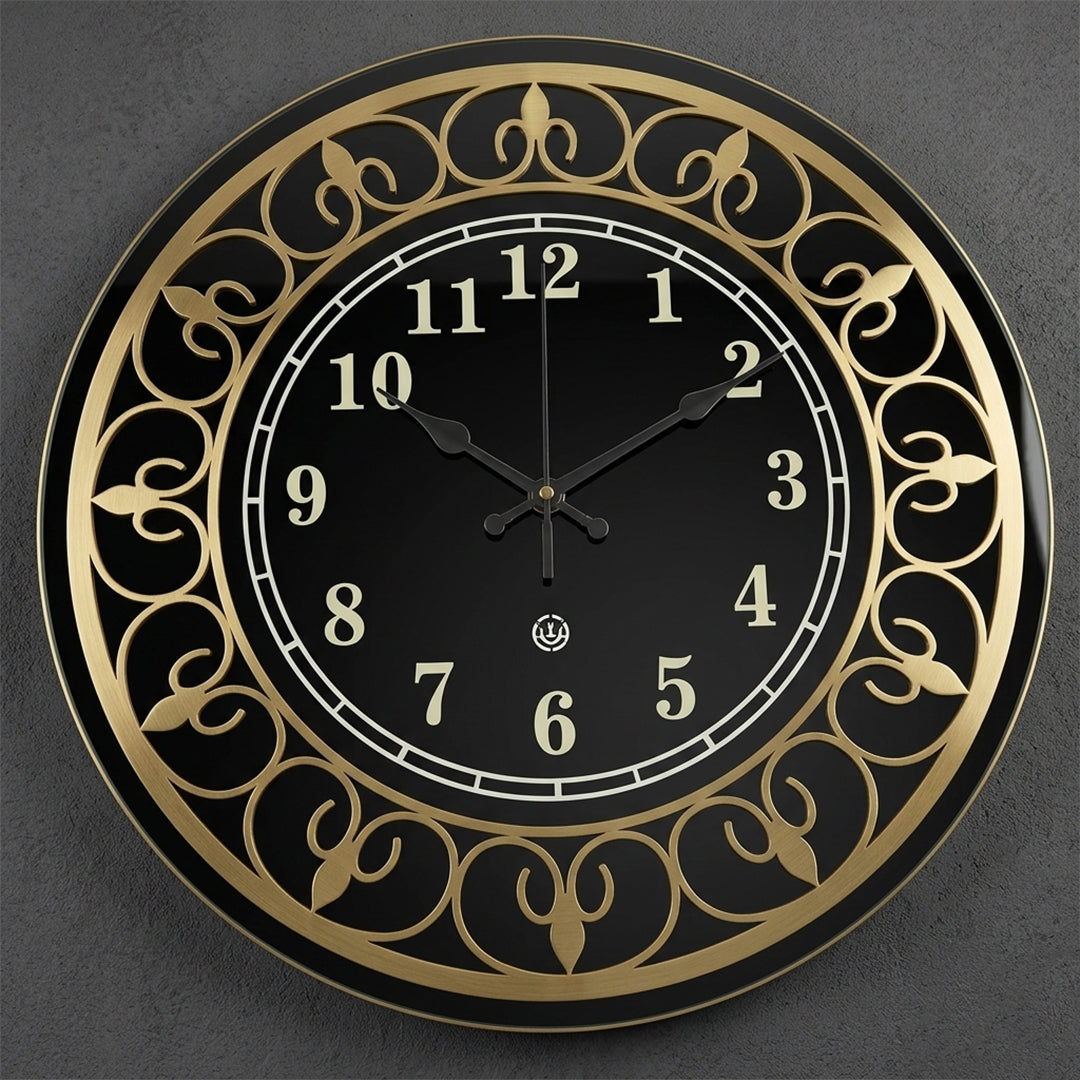 Golden Textured LED Wall Clock
